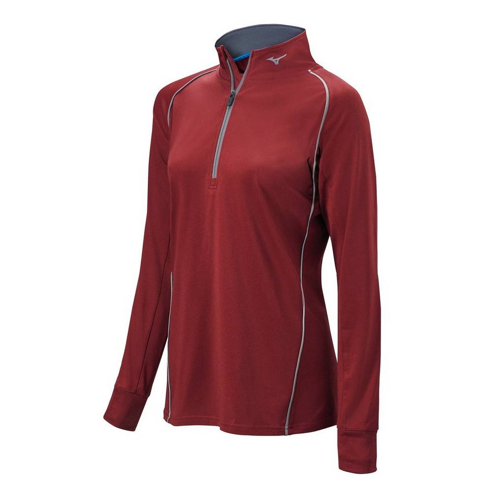 Damske Pulóver Mizuno Comp 1/2 Zip Long Sleeve Bordove Vypredaj RPFK23517